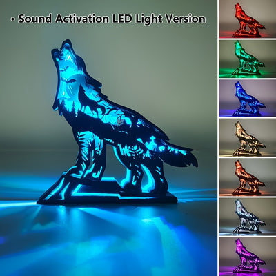 Wolf Glow: Exquisite Wooden Art Animal Night Light Statue for Stylish Desktop and Room Wall Decor – Perfect Gift for the Special Men in Your Life on Mother's Day