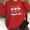 Wine Wonderland: Stylish Plus Size Christmas Sweatshirt for Women with Wine Glasses Print