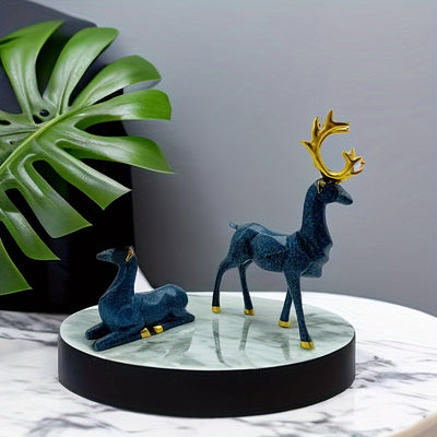 Auspicious Deer Ornaments: Resin Crafts Elk Set for Festive Home Decoration and Gifting