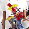 Cartoon Chicken Delight: Women's Casual Short Sleeve T-shirt with Quirky Print for Spring/Summer