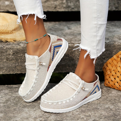 Womens Ethnic Pattern Boat Shoes: Stylish Slip-Ons for Non-Slip Outdoor Walking