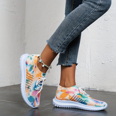 Express Your Vibrant Style with Women's Colorful Print Soft-Soled Running Shoes