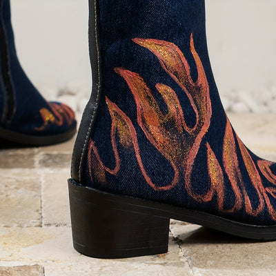 Stylish and Comfortable Women's Printed Chunky Heel Boots: A Perfect Blend of Fashion and Function
