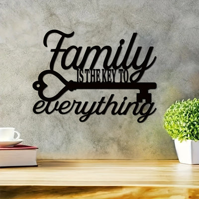 'Family is the Key to Everything' Metal Art: A Perfect Housewarming Gift and Stylish Wall Decor for Your Steel Home