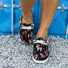 Cartoon Christmas Deer Print Women's Slip-On Shoes: Lightweight and Versatile Flat Casual Canvas Shoes
