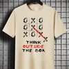 Summer Vibes: Men's Casual 'Think Outside the Box' Print Short Sleeve Crew Neck T-Shirt