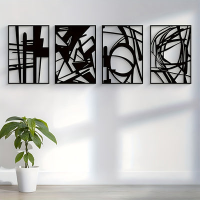 Contemporary Black Abstract Metal Wall Art: Minimalist 3D Texture Sculpture for Elegant Living Spaces