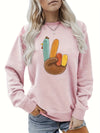 Fun and Feathery: Plus Size Casual Sweatshirt with Funny Chicken Gesture Print