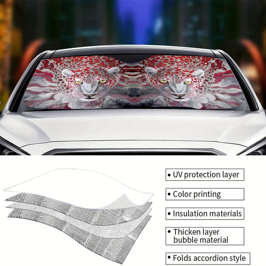 This stylish car sun visor blocks out 99.8% of UVA/UVB rays, giving you the ultimate protection against sun damage. The leopard print design adds a fashionable touch to your car, so you can stay protected and stylish.