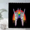 Add a Spooky Twist to Your Bathroom with the Skeleton Hand and Rainbow Shower Curtain