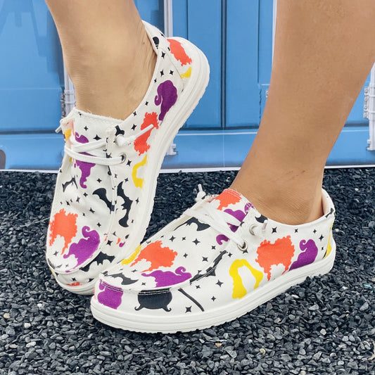 These Funny Lace-Up Canvas Shoes provide an optimal balance between comfort and style. Crafted from lightweight material, they feature a Halloween-themed print and a slip-on design for a secure fit. Ideal for women, these flats offer maximum comfort while still adding a touch of fun to your wardrobe.