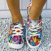 Women's Colorful Cartoon Leopard Print Slip-On Canvas Shoes: Comfy and Versatile Non-Slip Flats