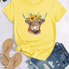 Chic and Comfortable Plus Size Cow Floral Print Tee for Women