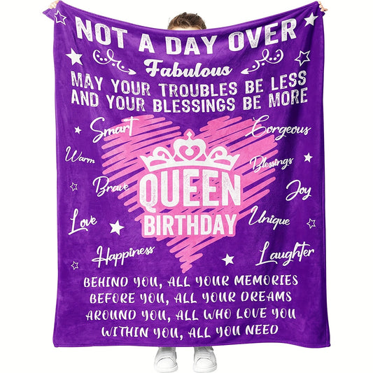 This Queen Birthday Flannel Blanket is the perfect gift for any special woman in your life. Crafted from the highest quality flannel fabric, it features a unique floral pattern and measures 90"x90", providing luxurious warmth and comfort. It's the ideal gift for a special occasion like a birthday!
