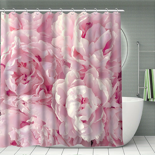 Brighten up your bathroom with this beautiful flower shower curtain set featuring a vibrant, collage-style print design. This waterproof and fade-resistant set includes a 72" x 72" curtain, a 12-hook set, and a free matching bath mat. Enjoy a stylish bathroom while keeping it clean and dry.