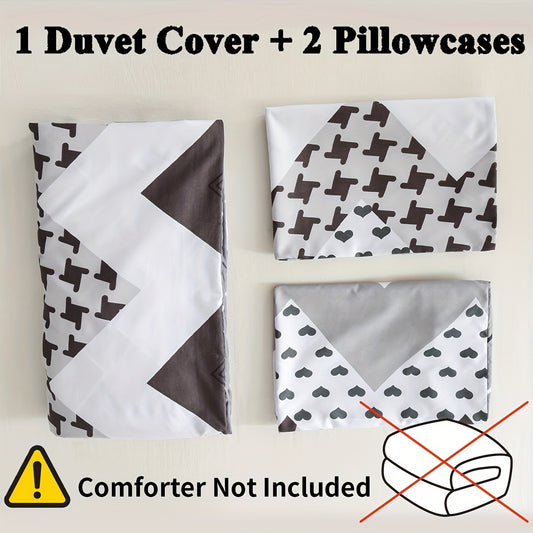 Wave Print Duvet Cover Set: Transform Your Bedroom with Soft, Comfortable Bedding! (1*Duvet Cover + 2*Pillowcases, Without Core)