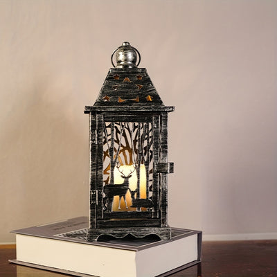 Elk Candle Holder: A Gothic Christmas Lantern Decoration for Halloween Room Decor with Wrought Iron Wind Lantern Holder (Candles not included)