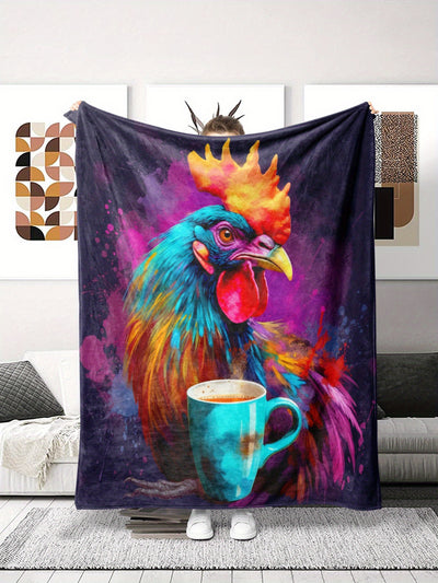 Stay warm indoors or out with this cozy flannel blanket. Made from 100% polyester flannel, it's perfect for couch, office, bed, camping, or any other travels. The colorful rooster print design will add a stylish touch to any room.