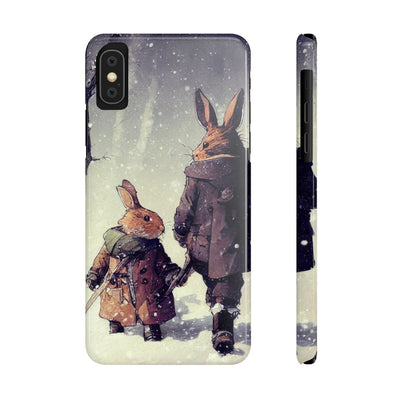 Rabbits in adventurer Phone Case, Rabbit walk in the snow Phone Cases, Case-Mate