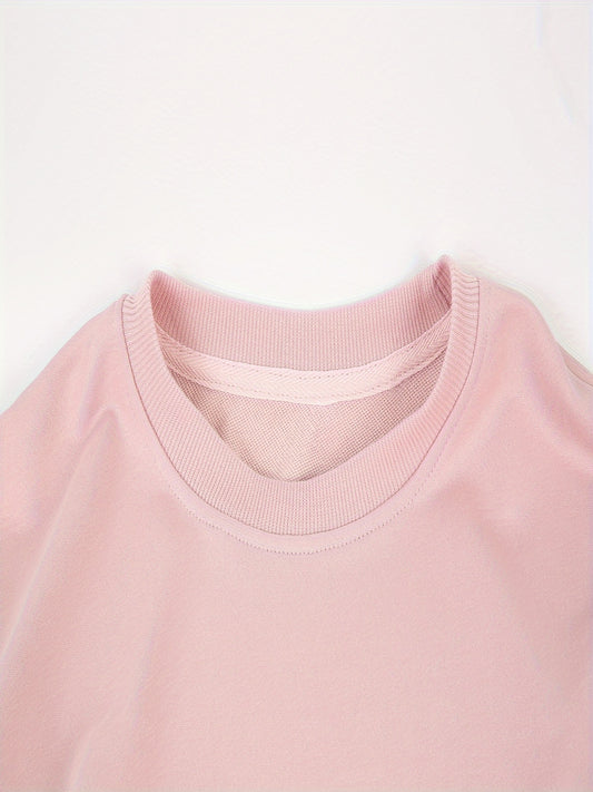 Stylish Plus-Size Casual Sweatshirt: Women's Plus Slogan Print Long Sleeve Round Neck Sweatshirt