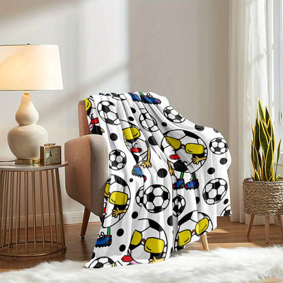 Football Fun Flannel Blanket - Lightweight and Cozy Throw for Kids - Perfect Gift for Bed, Couch, Camping, and Travel - All-Season Warmth