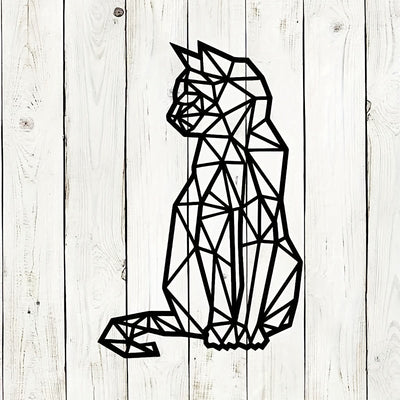 Geometric Cat Metal Art Wall Decor - Stylish Home Decoration for Living Room