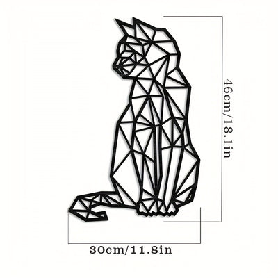 Geometric Cat Metal Art Wall Decor - Stylish Home Decoration for Living Room