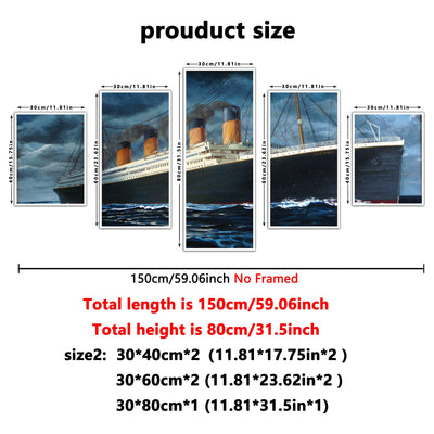 Timeless Titanic: Retro Canvas Painting 5-Pack - A Nostalgic Home Decor Addition