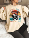 Playful Purrfection: Women's Plus Size Casual Sweatshirt with Funny Cat Slogan Print for Fall/Winter Fashion