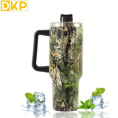 40oz Foliage and Branch Design Stainless Steel Water Tumbler - Perfect for Outdoor Camping, Driving, and Hiking - Includes Car Mug with Handle and Lid