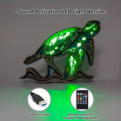 Enchanting Sea Turtle Wooden Art Carving Night Light: A Delightful Gift for Sea Lovers and Home Decor Enthusiasts