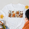Halloween Drink Cartoon Print Crew Neck T-Shirt, Casual Short Sleeve T-Shirt For Spring & Summer, Women's Clothing