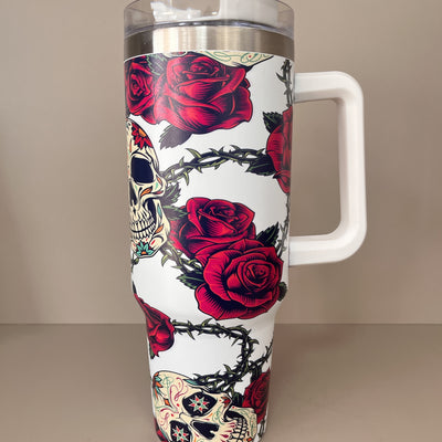 40oz Sunflower Pattern, Stars Pattern Stainless Steel Tumbler with Lid and Straw - Portable and Large Capacity Water Bottle for Outdoor Camping and Travel - Perfect Birthday Gift