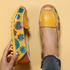 Stylish Women's Casual Yellow Flat Shoes with Flower Patterns: Lightweight and Comfortable Low Top Design