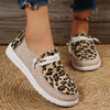 Stylish Leopard Print Canvas Shoes for Women - Colorblock Lace Up Flat Canvas Shoes for Casual Comfort and Fashionable Style