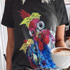 Cartoon Chicken Delight: Women's Casual Short Sleeve T-shirt with Quirky Print for Spring/Summer