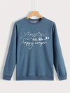 Mountain Reflections: Women's Casual Long Sleeve Sweatshirt with Letter Print