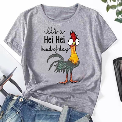 Chicken Print Crew Neck T-Shirt: The Fun and Stylish Top for Spring/Summer