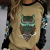 Owl Geometric Print Plus Size Casual Sweatshirt: Stylish and Cozy Plus Size Women's Clothing for Fall/Winter