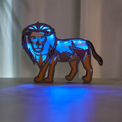 Exquisite Lion Wooden Art Carving Night Light: Perfect for bedroom ambiance and bedtime reading