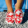 Cute and Festive: Women's Cartoon Santa Claus Print Slip-On Shoes for Christmas Cheer!