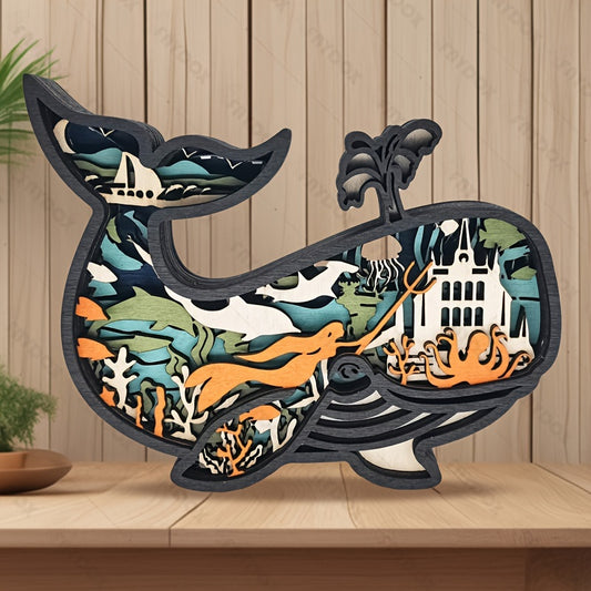 Transform any space into a whimsical underwater paradise with our 3D whale wood carving! Crafted with precision and adorned with LED lights, it adds a touch of magic to any wall, tabletop or home decor. The perfect gift for special occasions, this exquisite wooden craft is sure to delight.