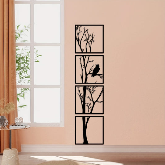 Enchanting Owl Tree Branch Metal Art: A Captivating Décor for Any Space