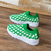 Stylish and Trendy Green Plaid Chunky Sneakers: Lightweight and Comfortable Outdoor Sport Shoes for Women