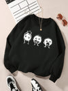 Cozy and Cute: Cartoon Character Print Pullover Sweatshirt for Fall/Winter Women's Fashion