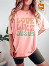 Love Like Jesus Letter Print T-Shirt, Short Sleeve Crew Neck Casual Top For Spring & Summer, Women's Clothing