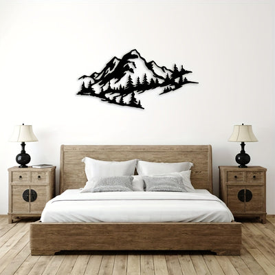 Nature's Essence: Metal Art Silhouette Wall Hanging - Enchanting Gift for Mountaineering Enthusiasts!