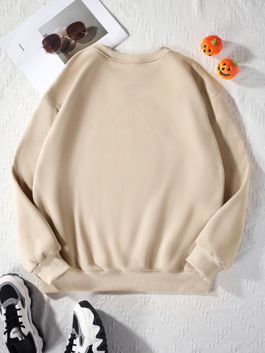 Cute and Cozy: Women's Cat Print Pullover Sweatshirt for Casual Comfort