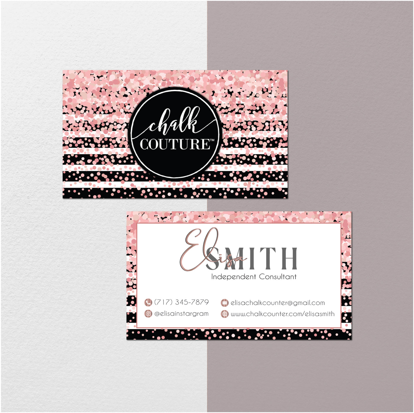 Glitter Drip Chalk Couture Business Card, Personalized Chalk Couture B