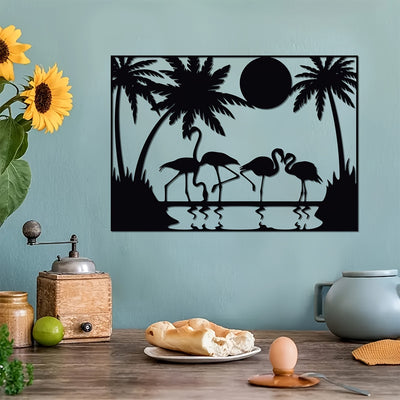 Flamboyant Elegance: Contemporary Flamingo Metal Wall Art - A Modern Décor Centerpiece for Your Home Interior